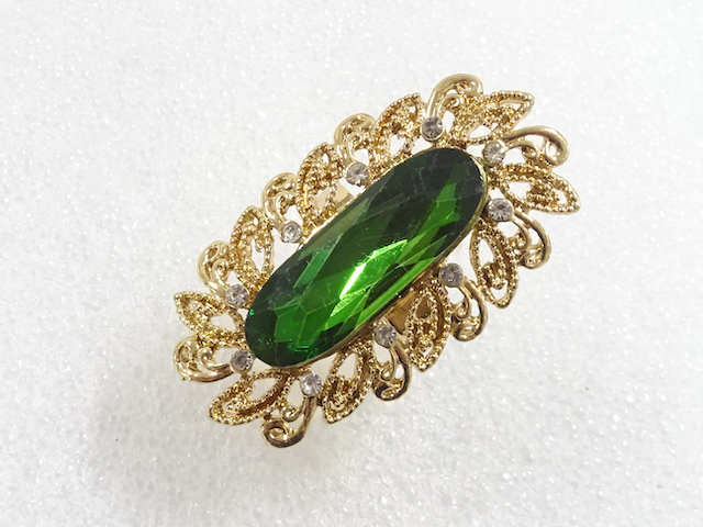 JAPANESE KIMONO / ANTIQUE COLORED STONE RING (SIZE 16)